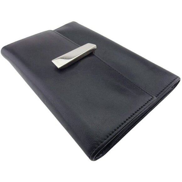 Salvatore Ferragamo Three -fold wallet logo plate Leather Authentic USED - Picture 4 of 11